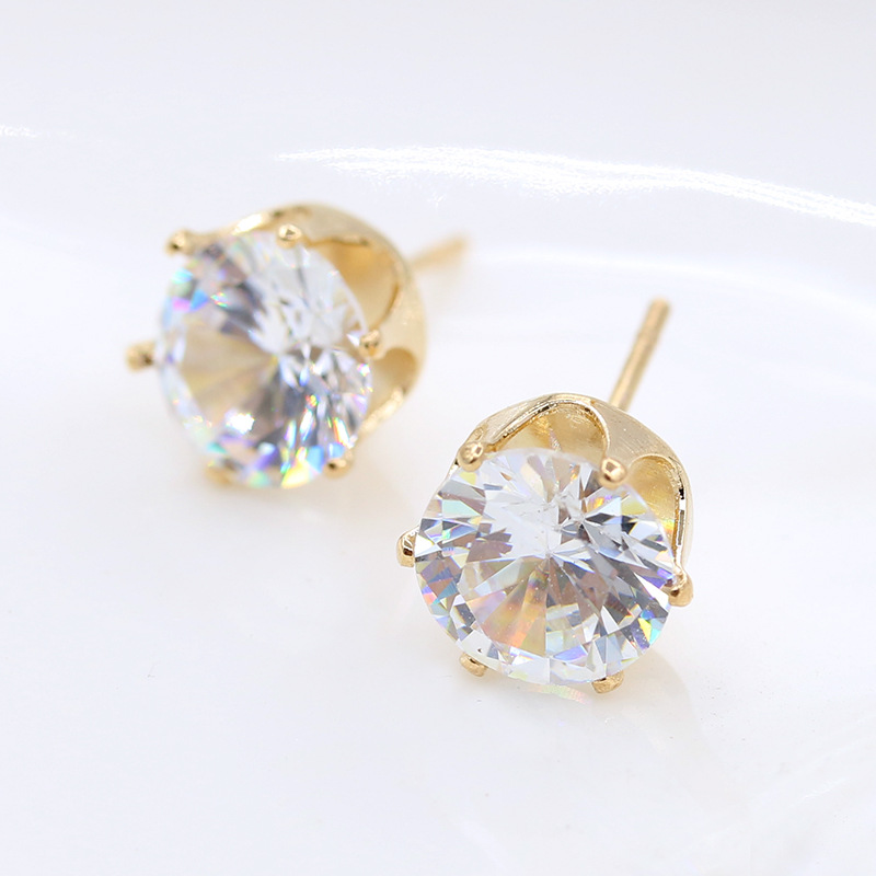 New Korean style fashionable and trendy crown bottom crystal zircon ear studs, AliExpress hot-selling accessories and earrings wholesale full figure