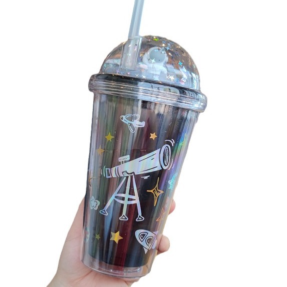 Summer new AS material student straw milk tea cup with lid, high appearance level wholesale 500ml cold water juice cup Item Picture