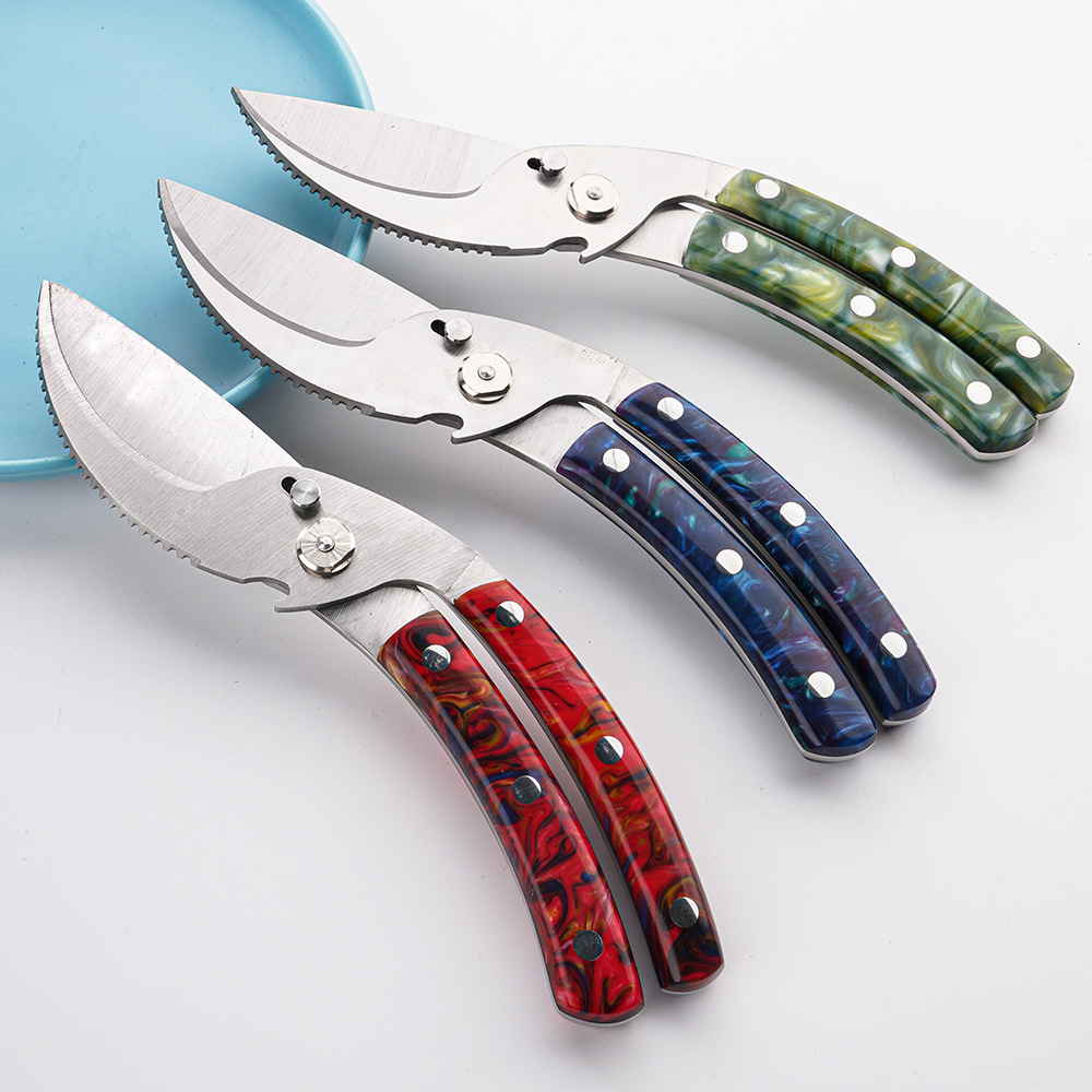 Multi-functional kitchen scissors, stainless steel detachable chicken bone scissors, strong anti-slip, anti-rust, fish-killing, easy to clean, large scissors Specification drawing