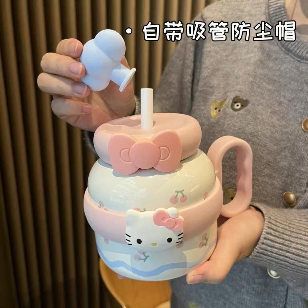 Cute, super adorable, high appearance level, large-belted straw cup, large capacity, high appearance level straws for girls, clearance sale, best-selling gift handle Application Scenario