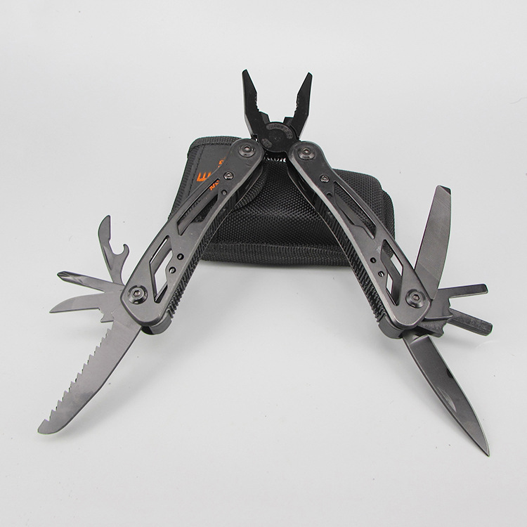 【 In Stock 】 Stainless steel hollowed-out blackened multi-functional knife pliers, multi-functional pliers, multi-purpose pliers with screwdriver bits details Picture