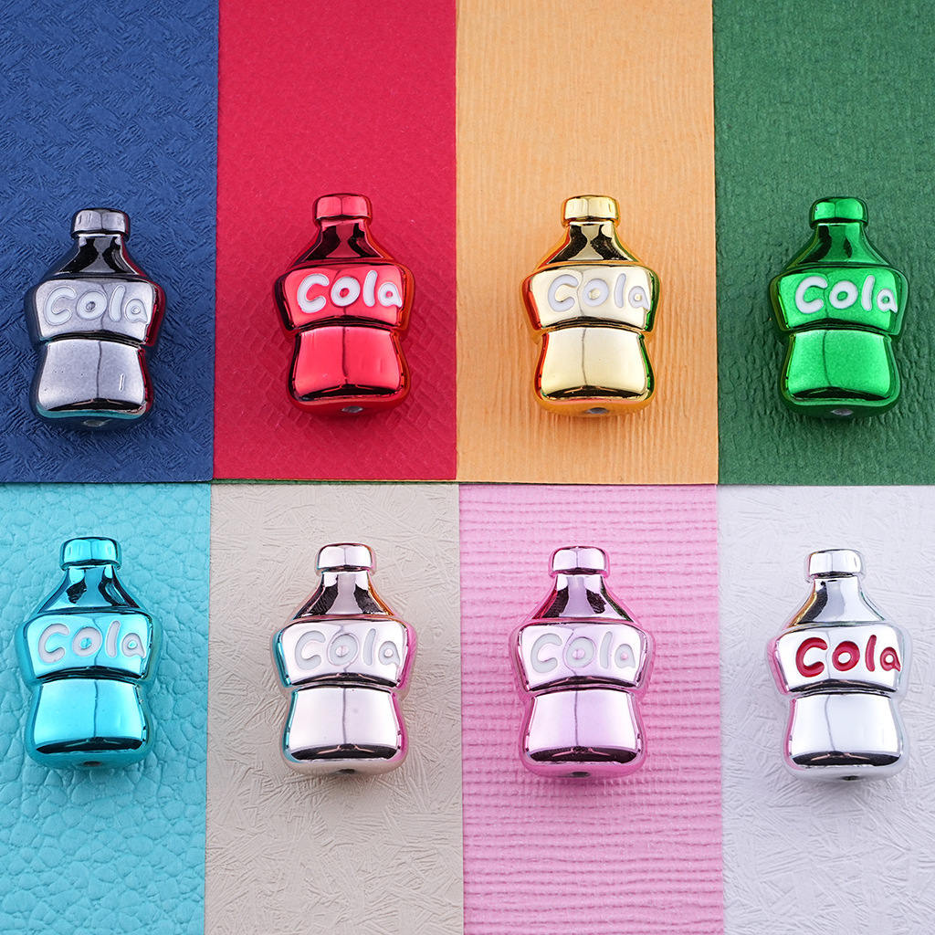 Cross-border metal UV electroplated cola bottle beaded creative diy mobile phone chain material package earrings pendant accessories Specification drawing