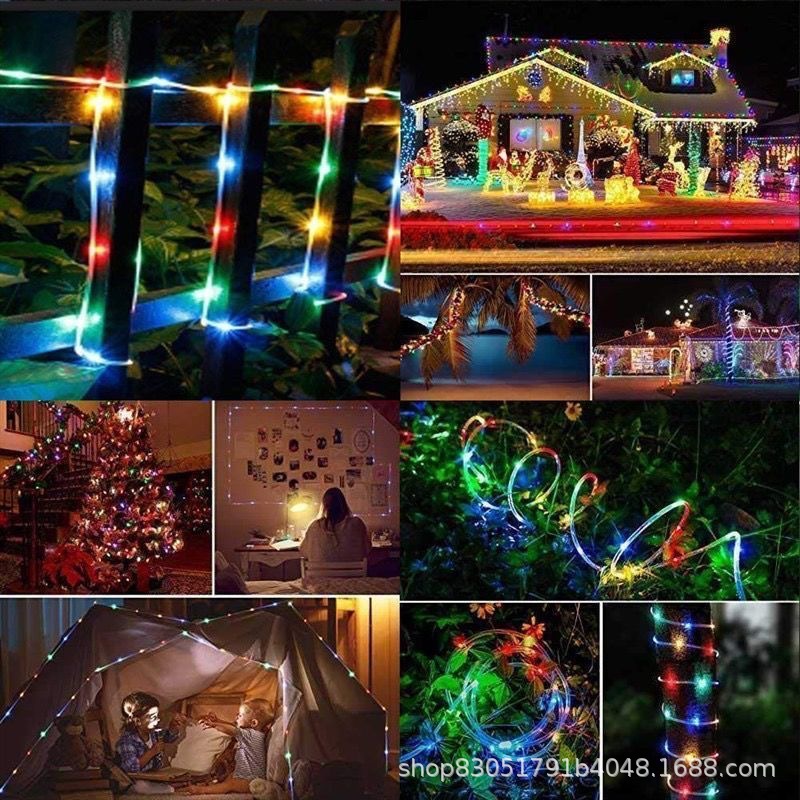 New solar light strip outdoor waterproof courtyard ultra-bright ambient light, outdoor LED copper-colored tube line color light Application Scenario