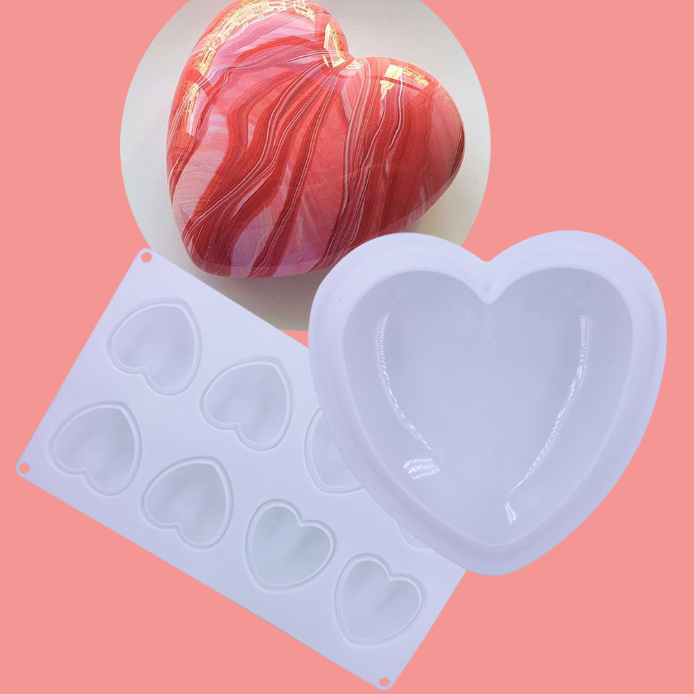 Cross-border exclusive Valentine's Day romantic scented candle mold, silicone heart-shaped mousse mold, diamond heart baking mold details Picture