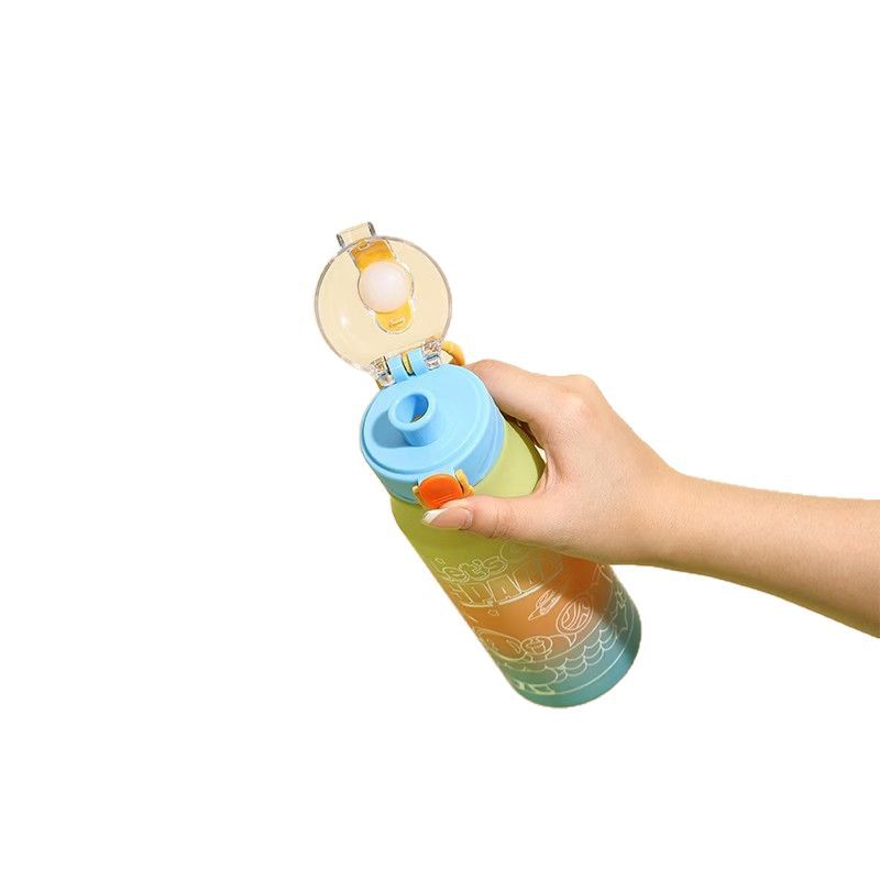 Direct drinking plastic cup, cross-border travel cup, 600ml frosted gradient juice milk tea cup, cute water bottle, adult gift Item Picture