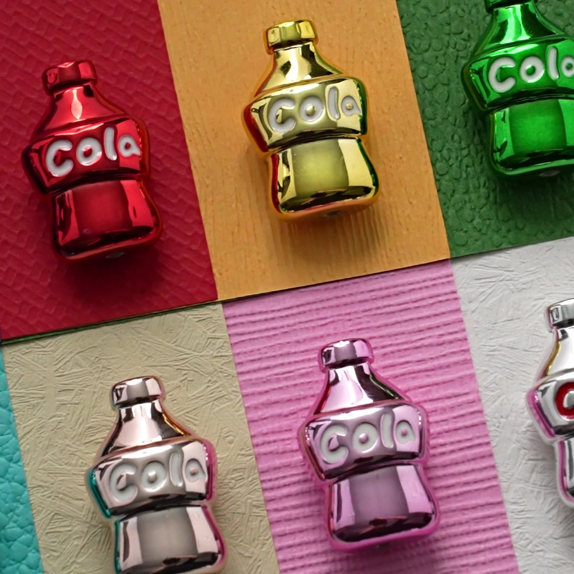 Cross-border metal UV electroplated cola bottle beaded creative diy mobile phone chain material package earrings pendant accessories details Picture
