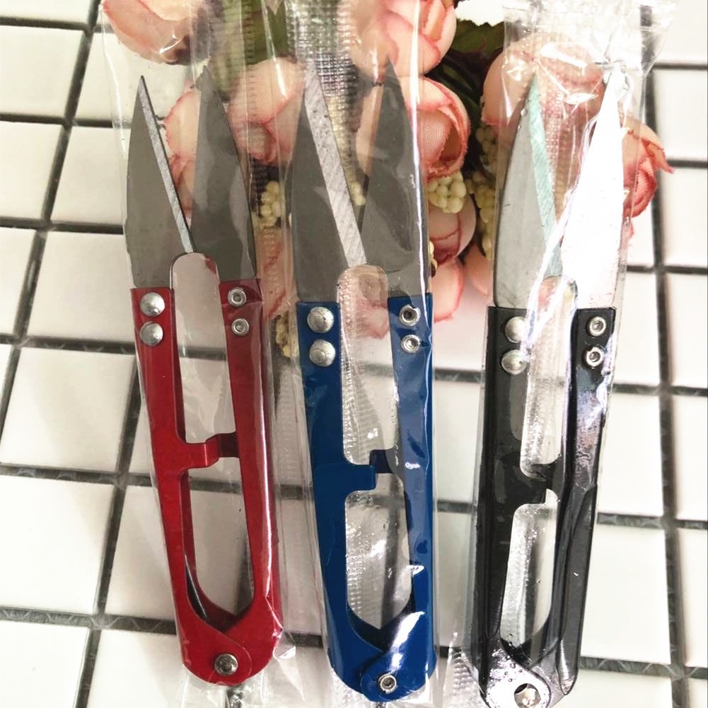 Wholesale colored U-shaped shears, spring yarn shears, cross-stitch U-shaped shears, three-color tailor thread end shears details Picture
