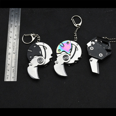 Coin pocket outdoor folding knife, sharp portable pocket pendant, neck key, mini EDC tool, fruit knife full figure