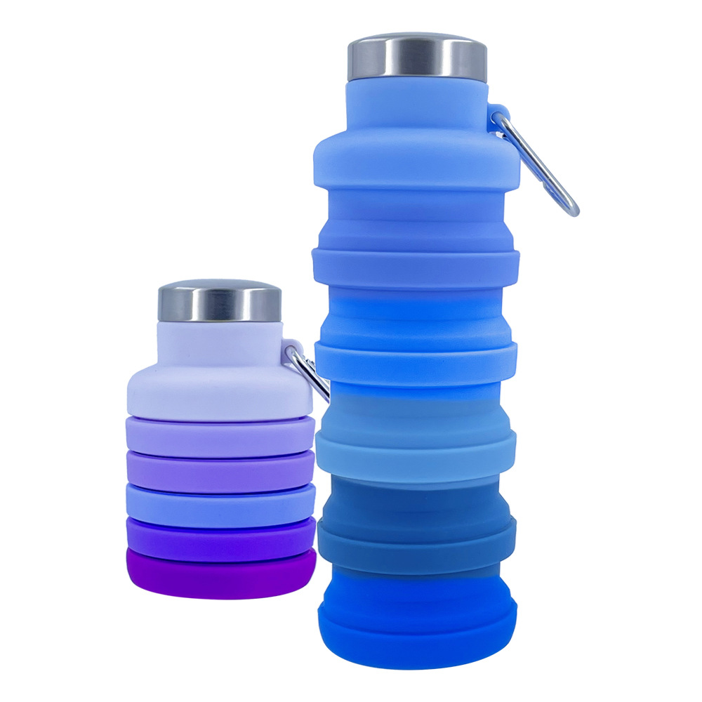 Cross-border bestseller silicone foldable water bottle, creative cycling telescopic cup, portable outdoor sports water bottle gift Item Picture