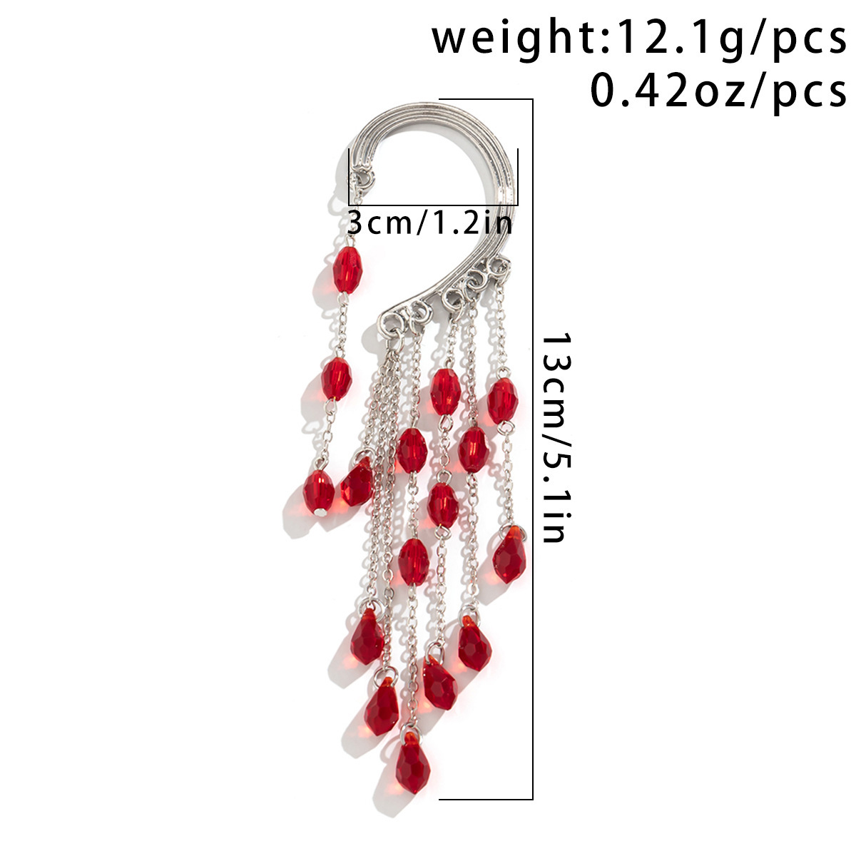 European and American Gothic Halloween Red Blood Drop tassel earring Dark ear Bone clip Halloween Simulation blood ear stud Specification drawing