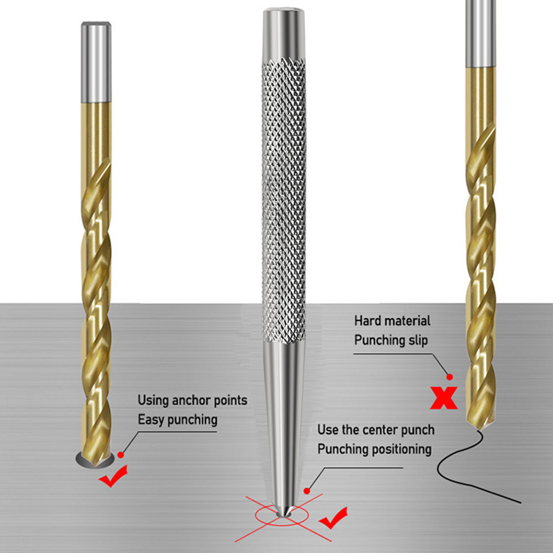 Professional-grade automatic center punch, conical sample punch, tip punch, fitter drilling center positioning punch, alloy chisel punch full figure