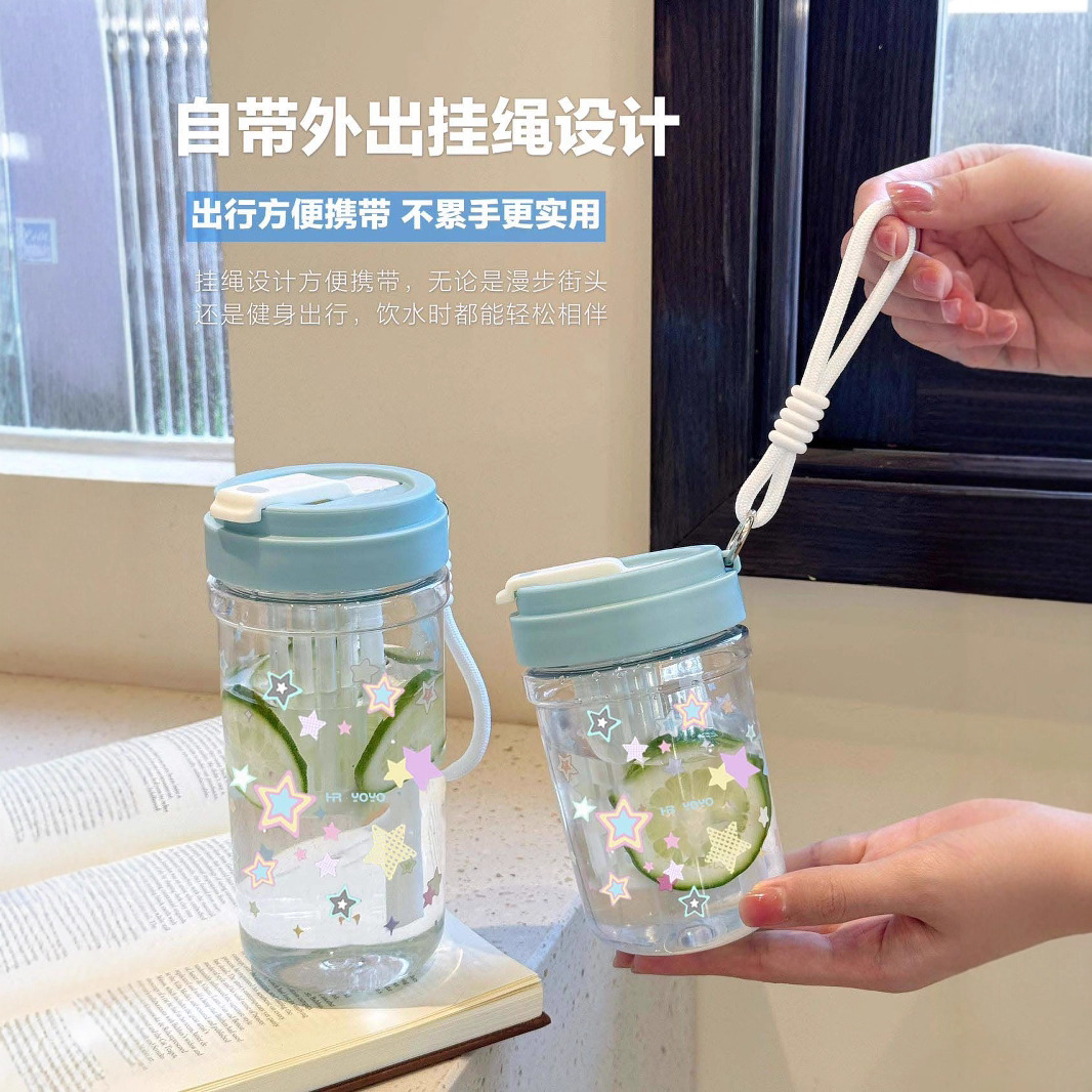 Lucky Starry Sky Straw water cup, summer water cup for girls, high appearance level, portable, cute and simple, student plastic cup Application Scenario