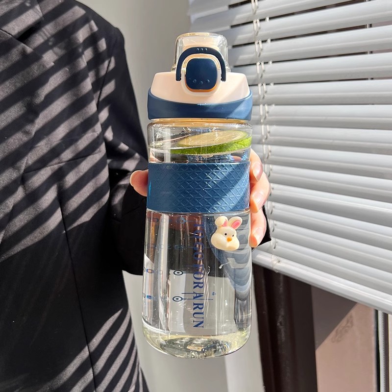 Plastic water cup for girls, high appearance level, large-capacity sports water bottle, high-temperature resistant, food-grade, portable, graduated cup details Picture