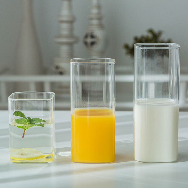 Wholesale Korean-style glass and water cups, household high-temperature resistant large-capacity transparent glass cups, thickened milk and juice cups full figure