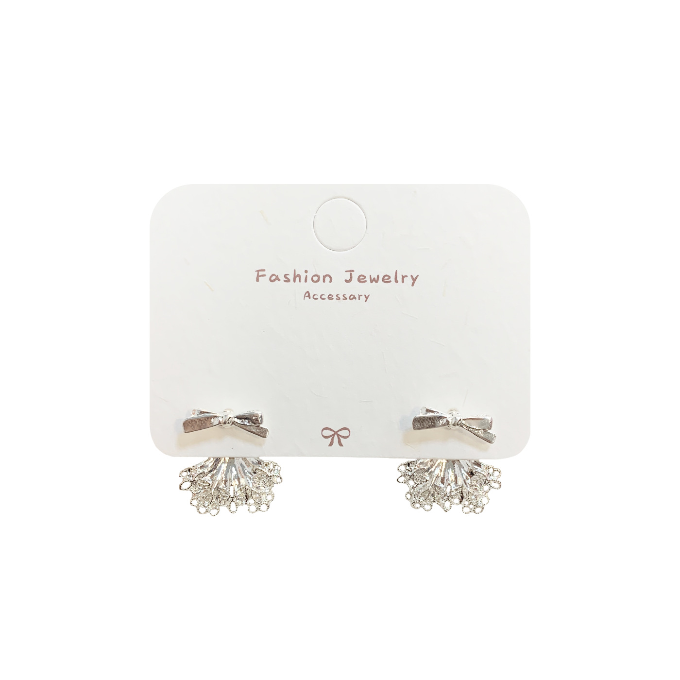 Exquisite bow-shaped lace skirt-hem earrings for women, plain silver back hanging, double-wear commuter Korean-style high-end earrings Item Picture