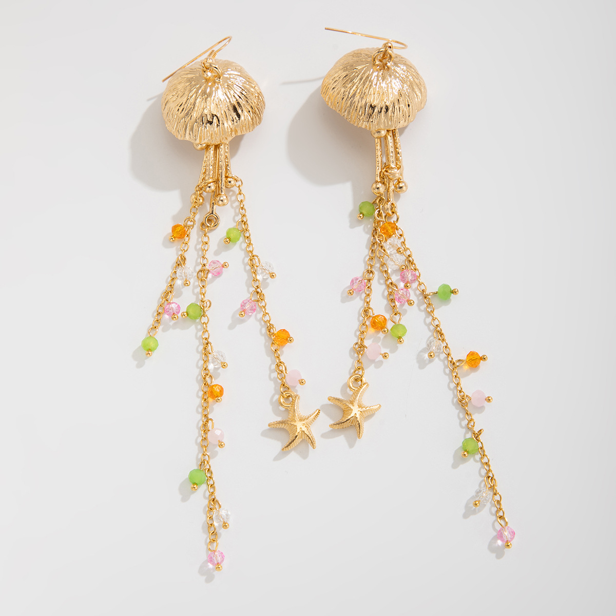 Cross-border ocean-style jellyfish tassel elegant earrings earrings Bohemian niche imitation crystal European and American earrings Item Picture