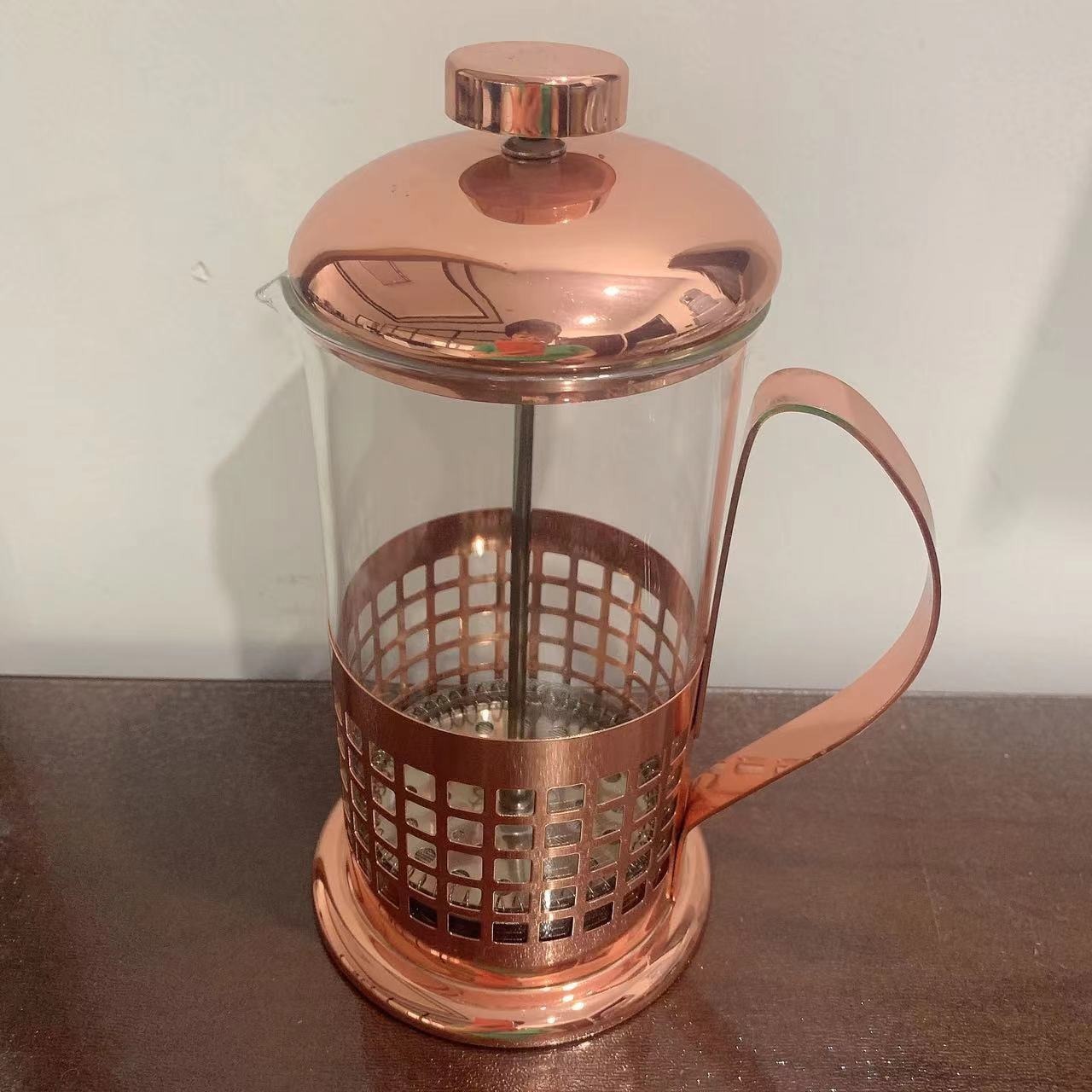 French coffee pot, stainless steel rose gold filter, household coffee pot wholesale, milk mixer, hand-brewed coffee, heat-resistant details Picture