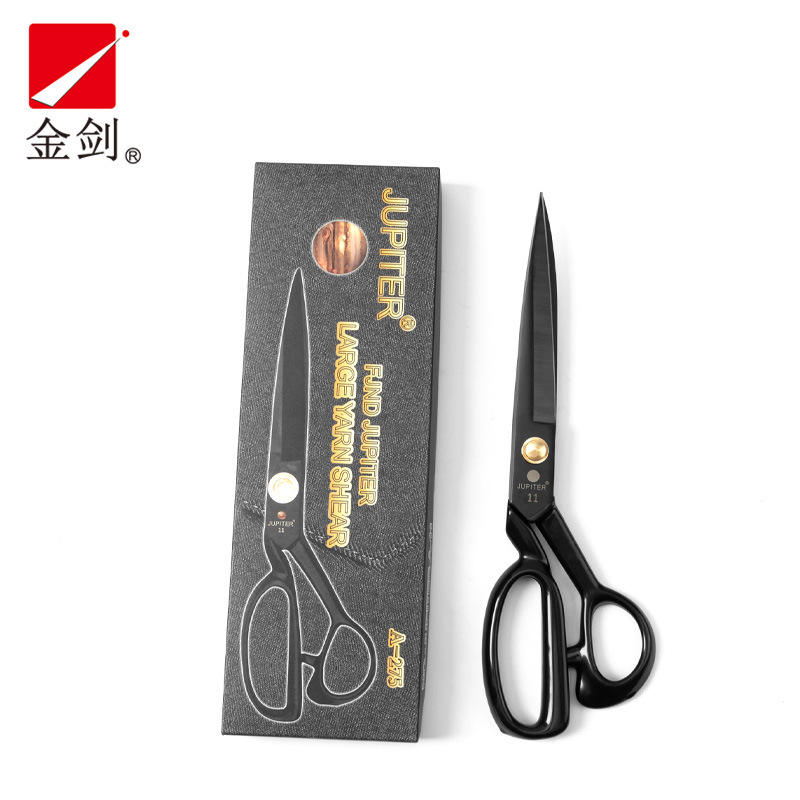 Jinjian Tailor's manganese steel black-edge clothing scissors, leather hand-cut fabric scissors, anti-rust and grindable sewing scissors full figure