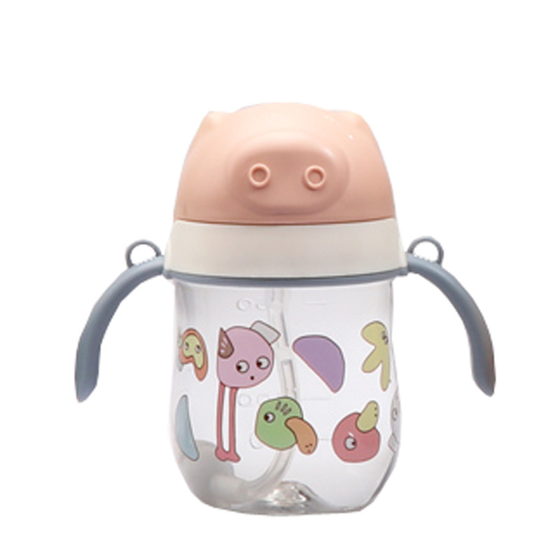 Baby drinking cup, leak-proof and anti-choking straw cup, children's water bottle, portable and shock-resistant with handle, suitable for going out to kindergarten Item Picture
