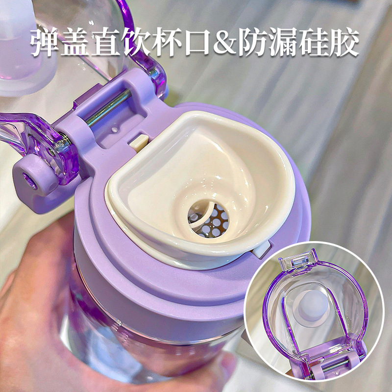 Officially authorized Sanrio plastic cup, high appearance level cartoon water cup, convenient handle student cup, pop-up lid direct drinking cup Specification drawing