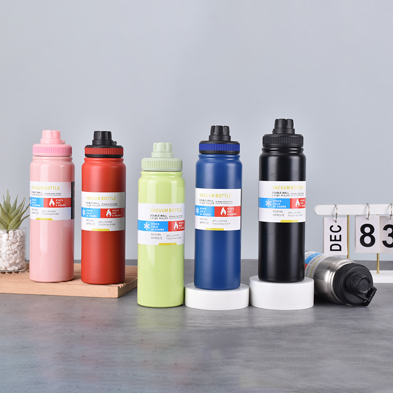 Cross-border 304 stainless steel insulated cup, large-capacity portable space sports water bottle, outdoor portable and simple mountaineering water bottle details Picture