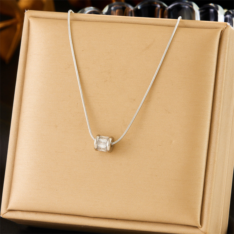 European and American fashion niche design diamond-encrusted cylindrical accessory chain stainless steel jewelry necklace Specification drawing