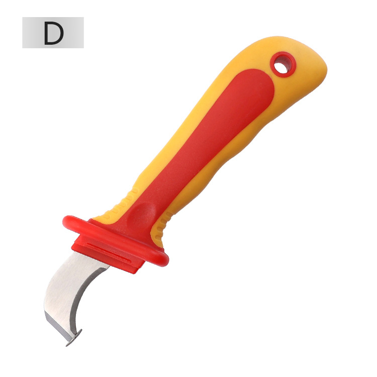 Multi-functional electrician's knife set, straight and curved edge insulated wire stripper, wooden handle wire and cable stripping knife, wire cutting tool undefined