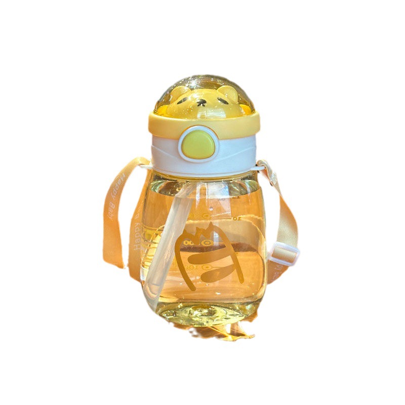Summer Korean version cute children's water cup, popular cartoon kindergarten straw cup, simple and portable anti-drop water bottle for students Item Picture