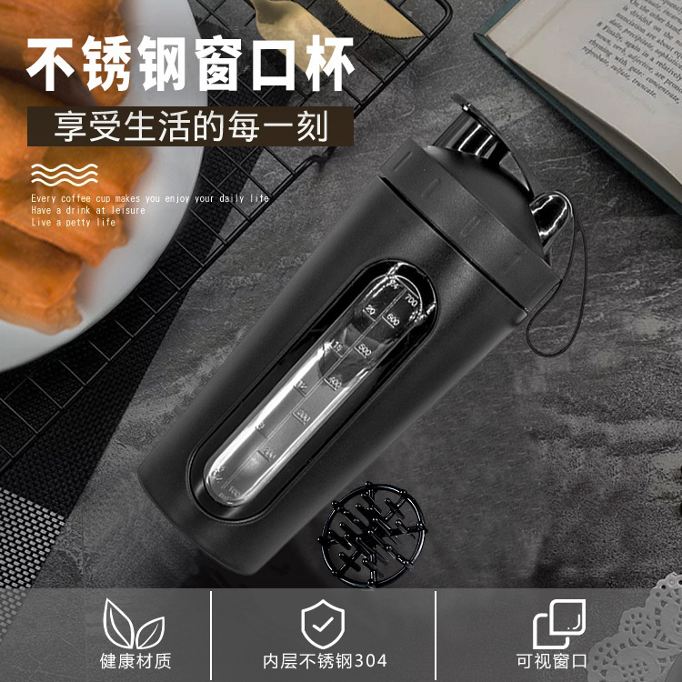 Cross-border 304 stainless steel shaker cup, multi-functional insulated cup, stirring milkshake cup, outdoor fitness sports shaker cup details Picture
