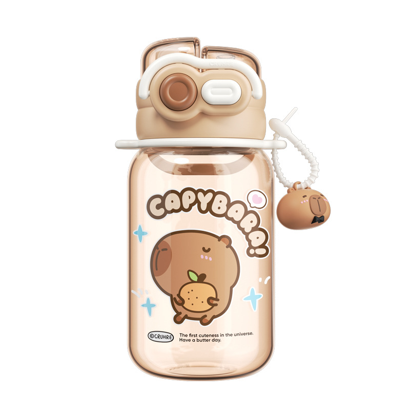 The 2025 new Capibara children's water cup is a cute, large-capacity, double-drinking cup with a lock, convenient handle and straw Item Picture
