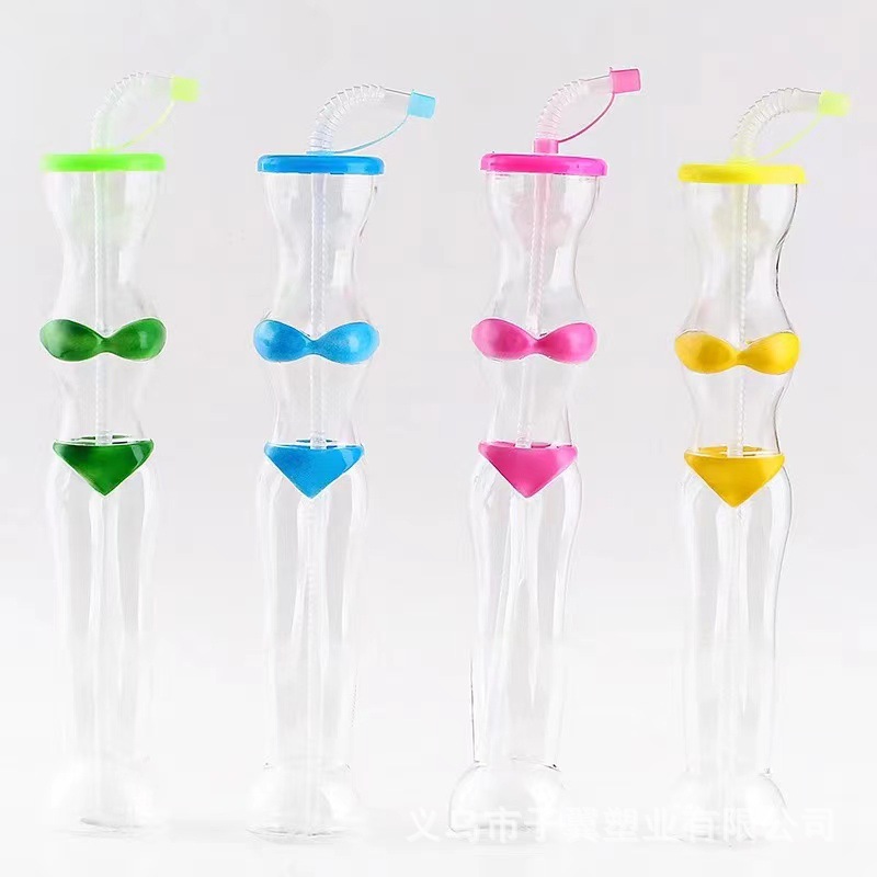 Creative bikini pet disposable plastic irregular-shaped milk bursting cup, beauty cup, best-selling bottle in the shopping mall food street advertisement full figure