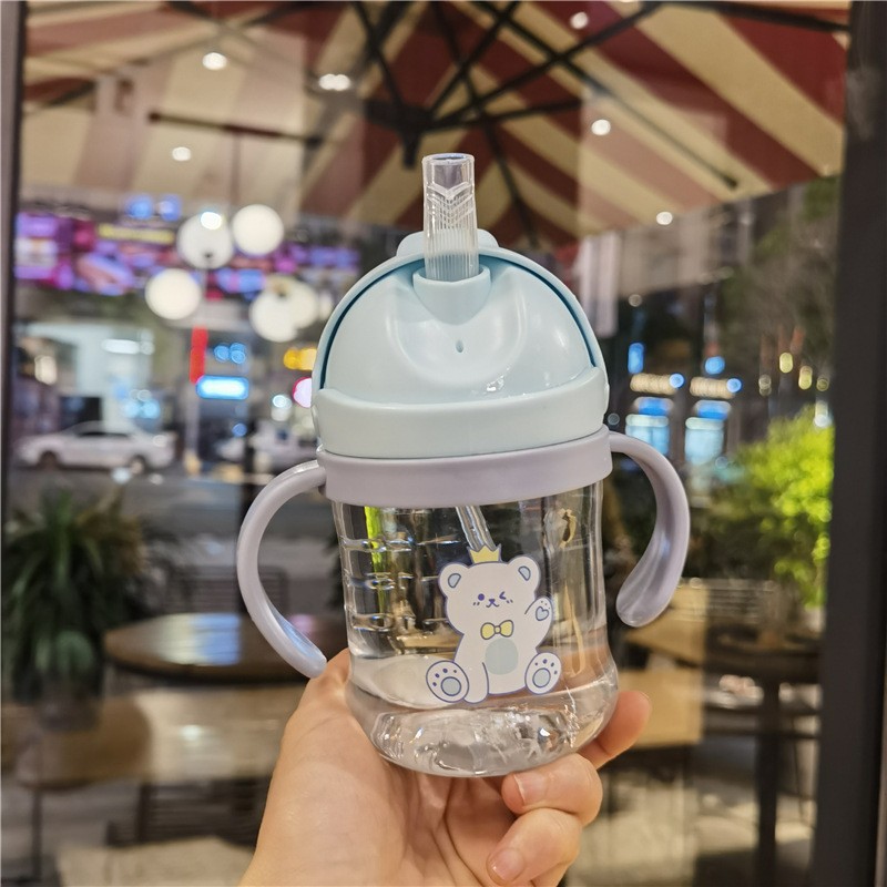 Children's straw, marble straw, water cup, plastic cup for babies to drink, kindergarten children with handle, baby learning to drink cup Application Scenario