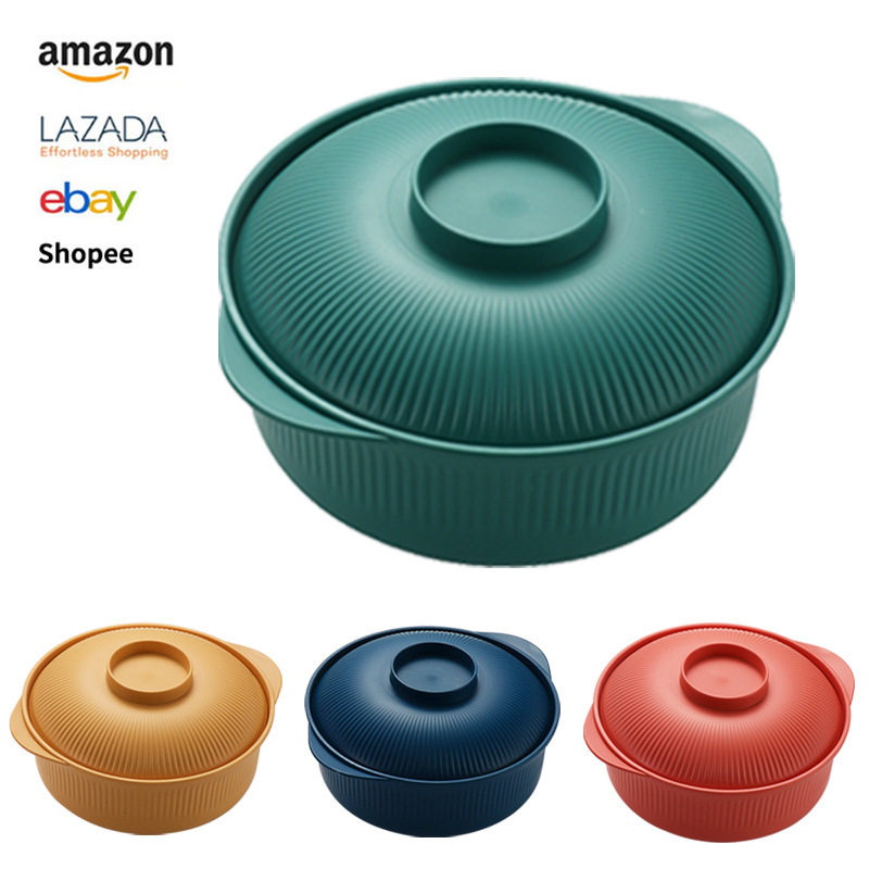 Cross-border simple wheat straw vertical pattern bowl, creative 15cm round bowl, household rice bowl, anti-drop soup bowl, plastic bowl wholesale full figure