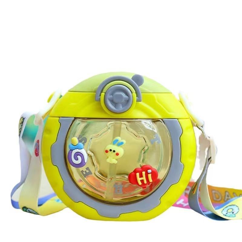 Summer donut children's water cup, anti-drop and leak-proof, portable and cute cartoon water cup for children, students, boys and girls Item Picture