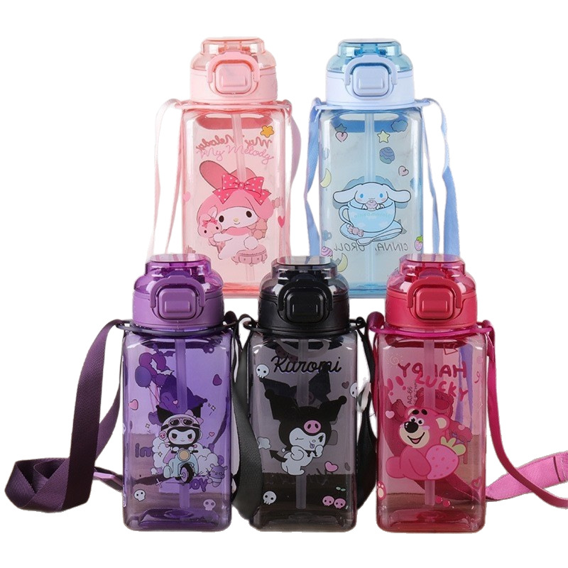 Direct-sale children's square cup animal cartoon outdoor portable large-capacity straw cup Item Picture