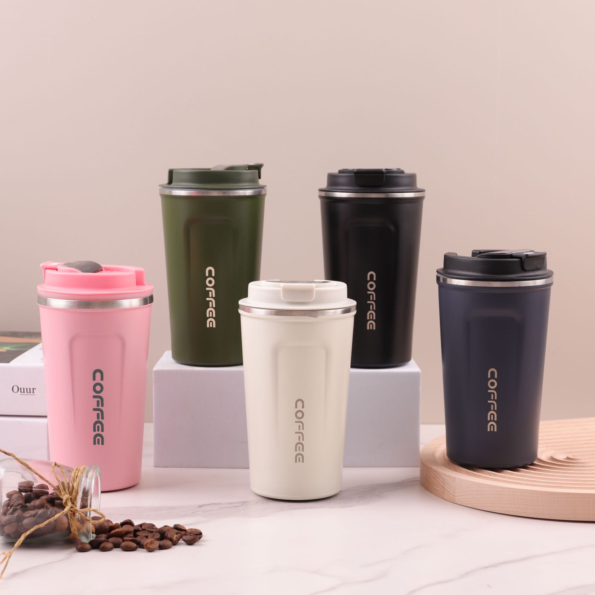 Cross-border foreign trade 304 stainless steel intelligent temperature measurement and heat preservation coffee cup, outdoor sports portable water cup, double-drinking tea cup full figure
