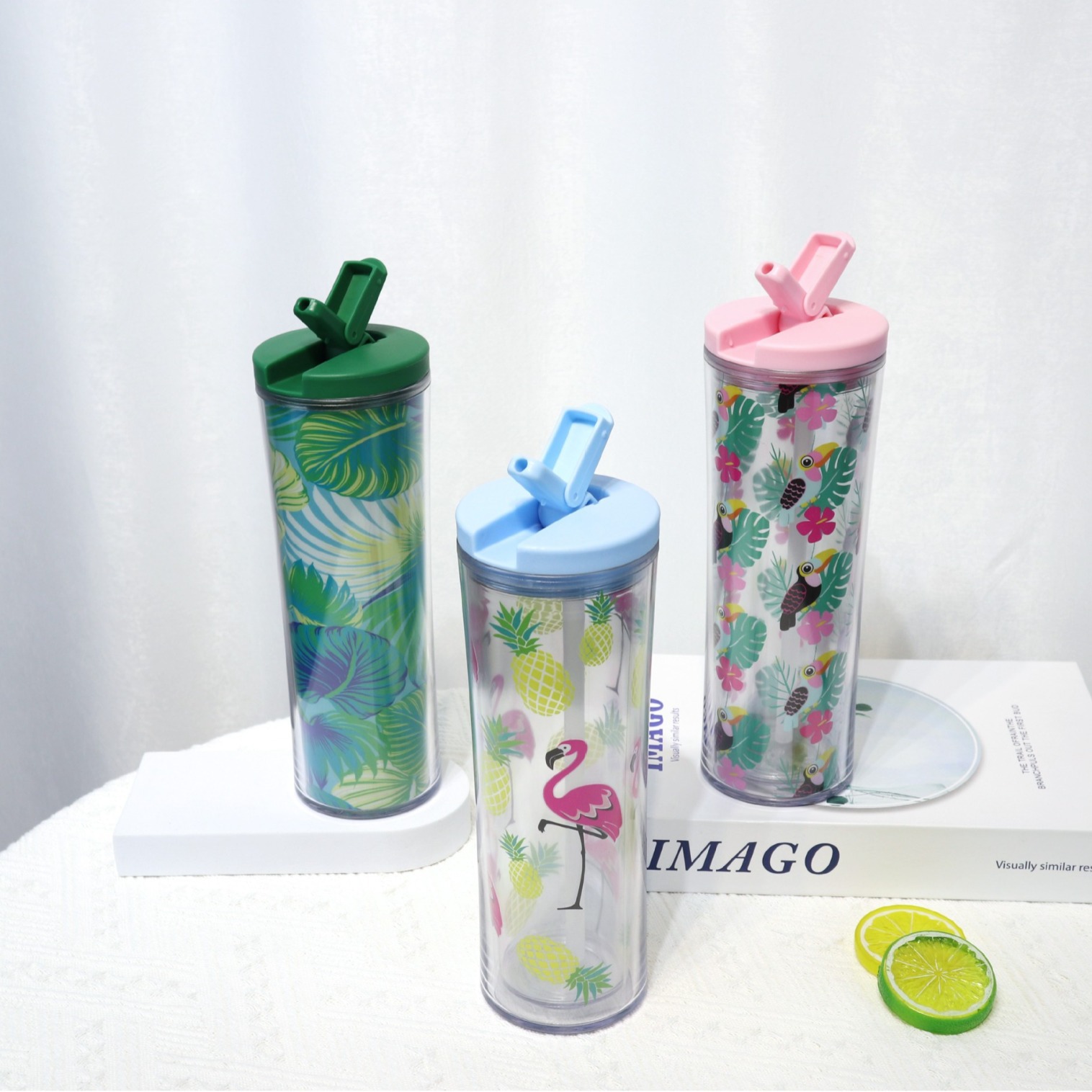 【 Processing and Customization 】 Wholesale of household drinking cups, double-layer insulated straw cups, straight screw cap water cups, 710ml details Picture