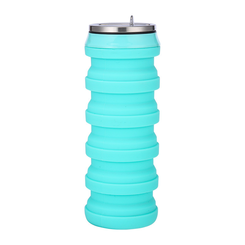 In-stock sports outdoor foldable silicone water cups, easy-pull can-shaped telescopic water cups, water bottles Item Picture