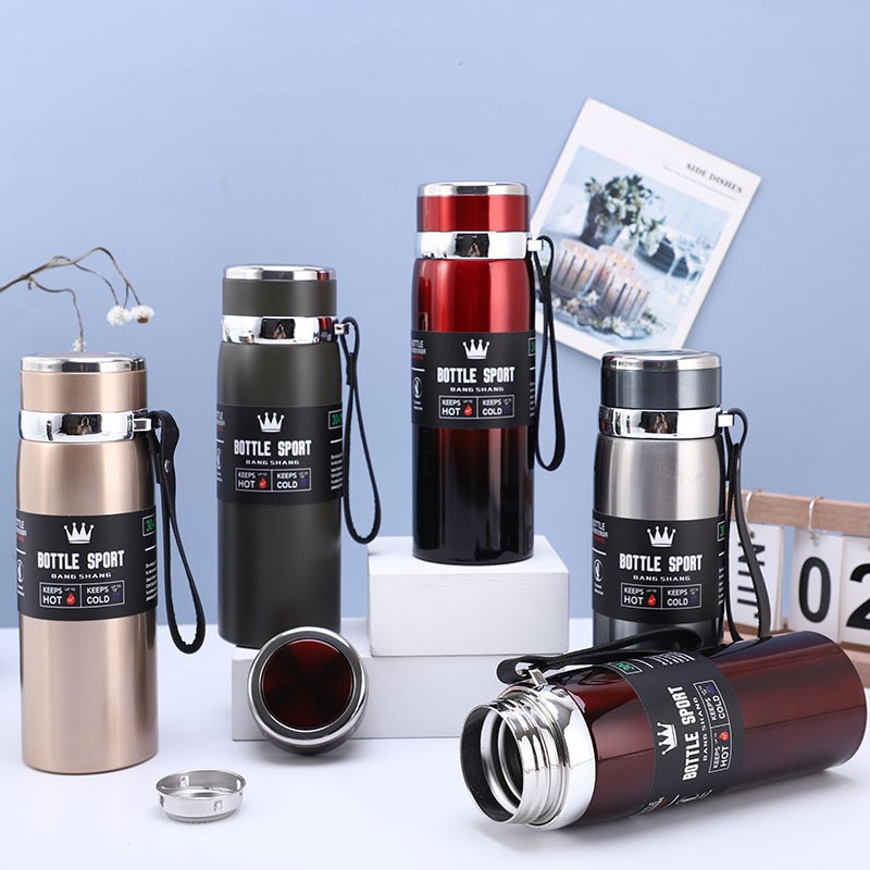 Cross-border exclusive 316 stainless steel insulated cups, portable travel flasks with straps, large-capacity outdoor sports water bottles, batch Specification drawing