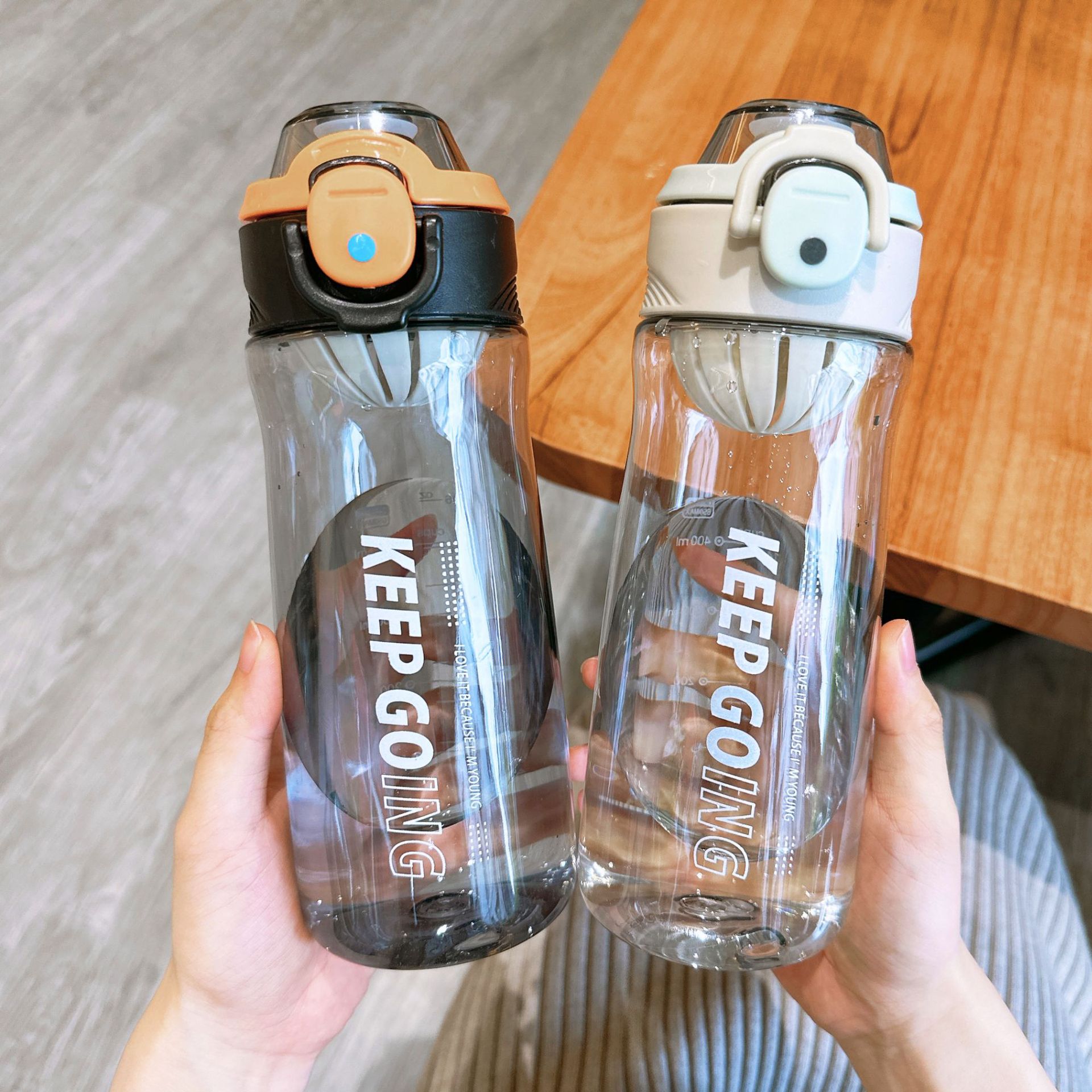 Simple and sporty space cup, fashionable transparent student plastic cup, direct drinking tea brewing filter, summer couple cross-border cup full figure
