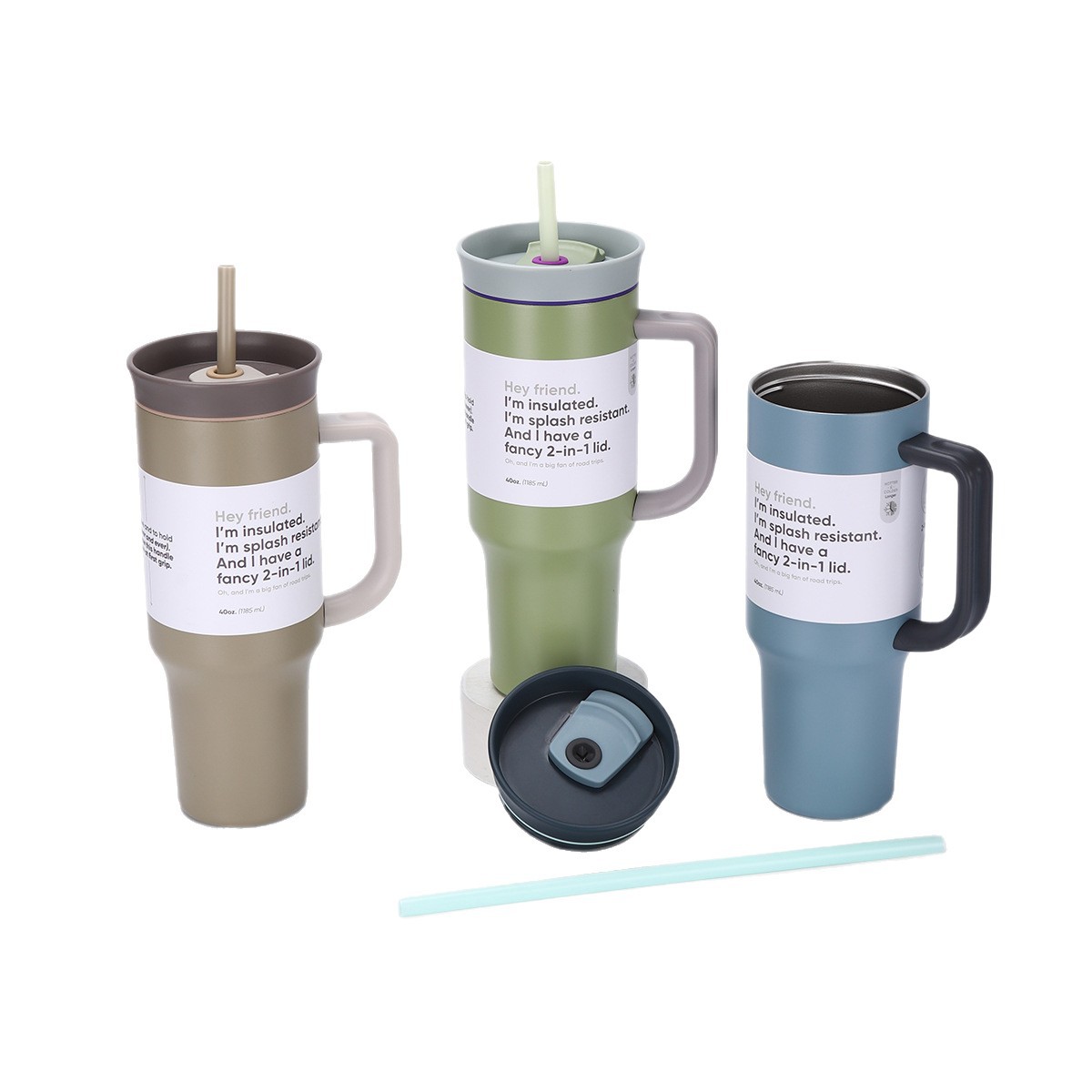 Cross-border 40oz car cup Owala double-layer vacuum insulated cup, outdoor sports cup with straw handle Item Picture