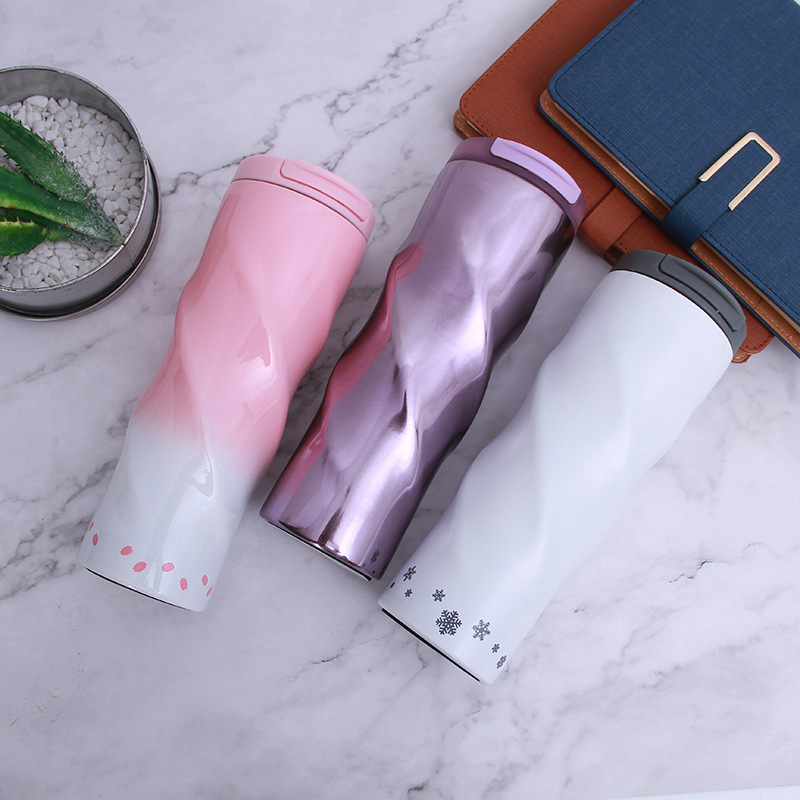 Customized 304 stainless steel car cups, casual threaded insulated cups, outdoor car gifts, water cups in stock for wholesale full figure