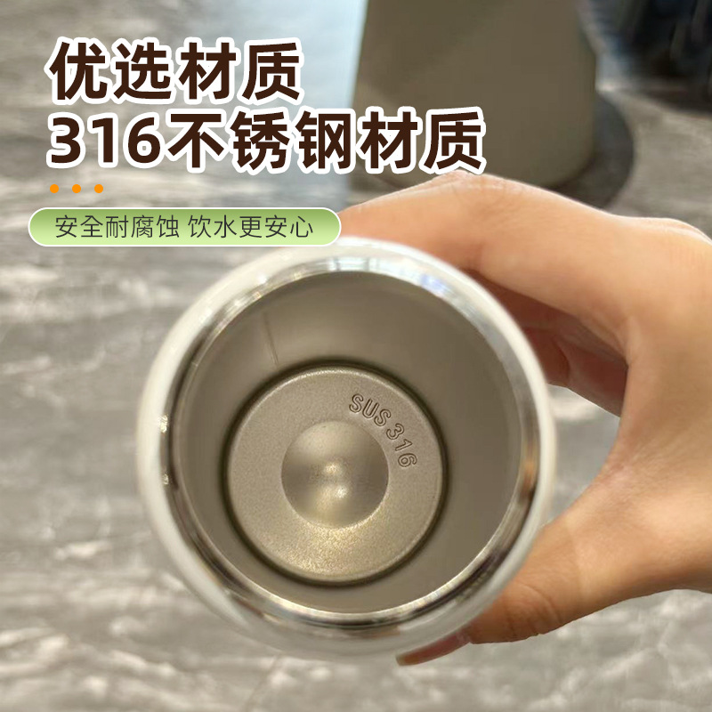 New high-appearance 316 stainless steel insulated cup, straw, double drinking cup, creative and trendy, large-capacity student cup details Picture