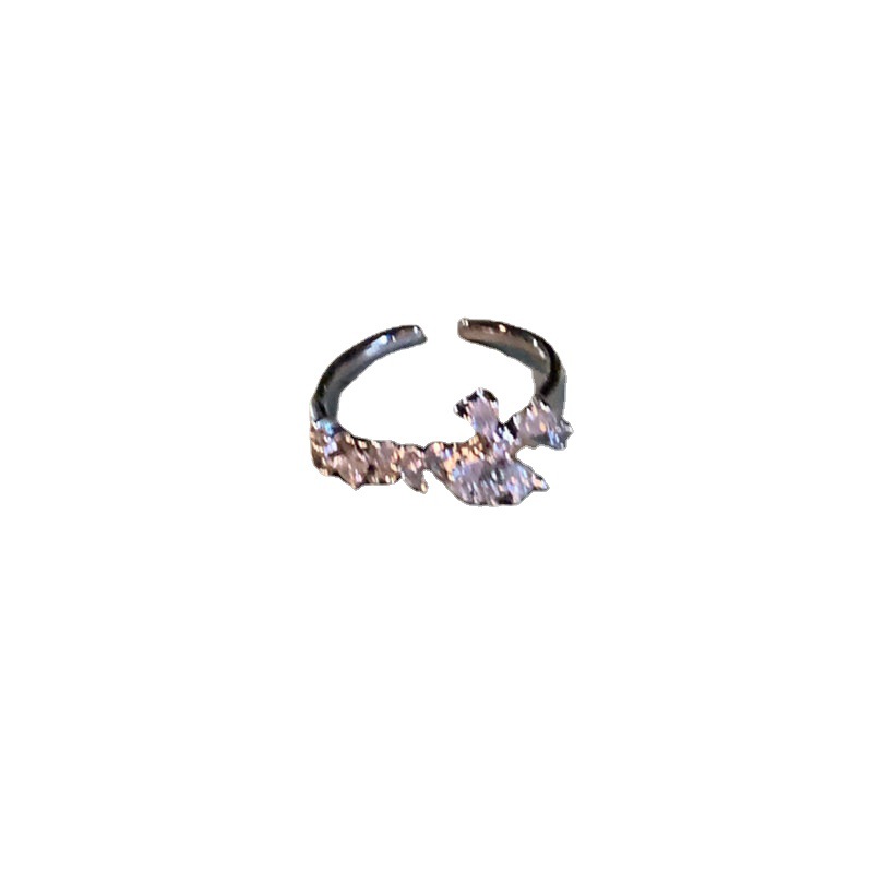 This elegant and light luxury zircon open ring is a niche design for women. It features an Instagram cold style and is exquisite and versatile. It's a trendy ring Item Picture