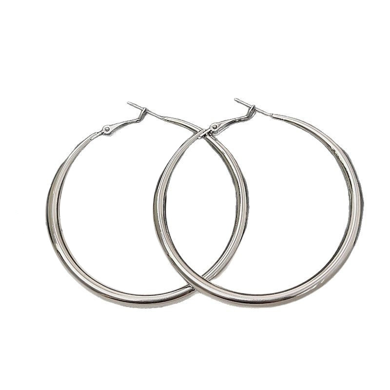 Silver pigment ring ear earrings, a simple and versatile bestseller for women, round face earrings, with a light luxury and high-end feel. Ring earrings and earrings Item Picture
