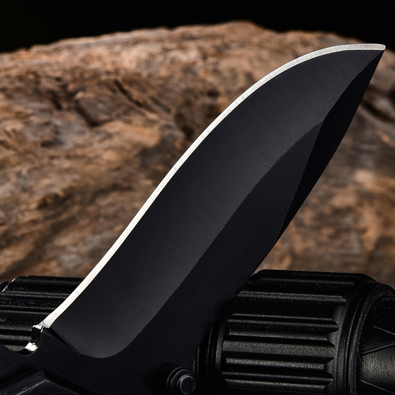 Outdoor wilderness survival aluminum handle folding knife, camping barbecue large and small black folding knife, supermarket promotion gift knife details Picture