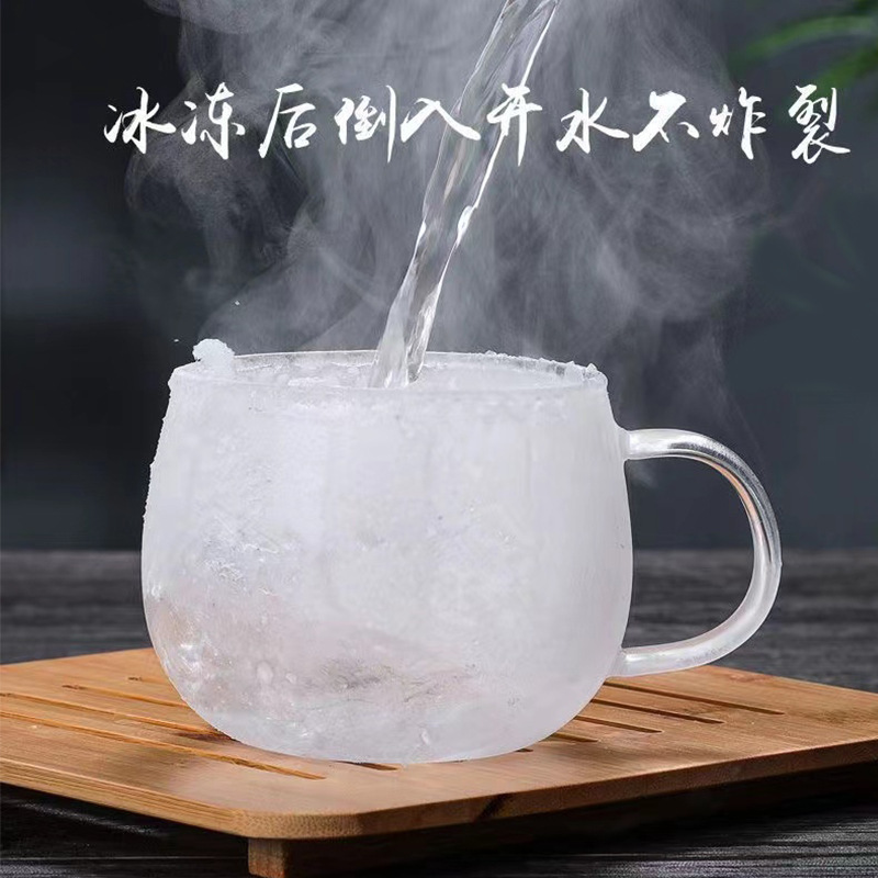 Wholesale glass tea cups, thickened with LIDS, round fun cups, high-temperature resistant tea drinking glass cups, office cups, tea brewing cups, flower tea cups details Picture