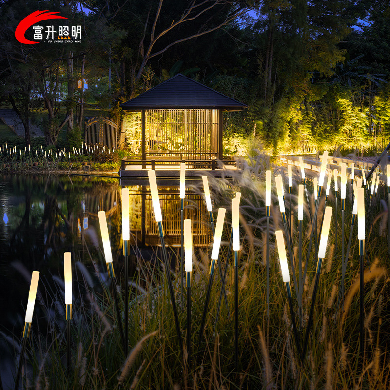 Solar-powered outdoor waterproof reed lamps for landscaping, courtyard decorative lights, park and scenic area lighting, lawn landscape lights full figure