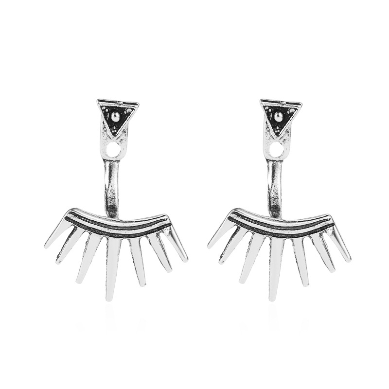 New punk-style pointed cone retro stud earrings, women's rear-hanging triangular earrings, wholesale from the manufacturer Item Picture