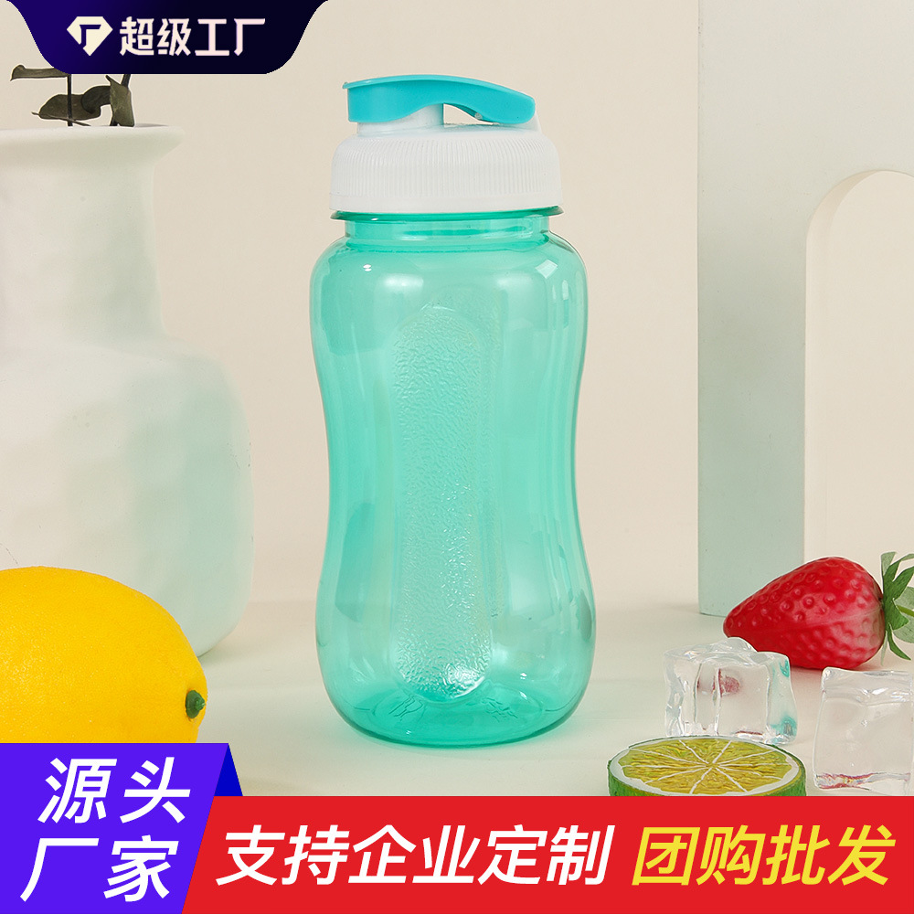 Simple and portable PET plastic water bottle, student military training cup, popular fitness large capacity full figure
